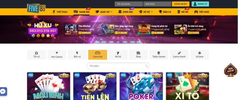 Các game bài hấp dẫn tại Five88